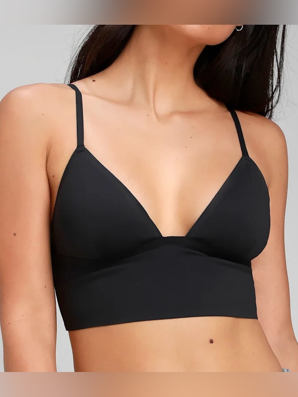 Free People Sage Longline Seamless Bralette Bra In Black Size XS